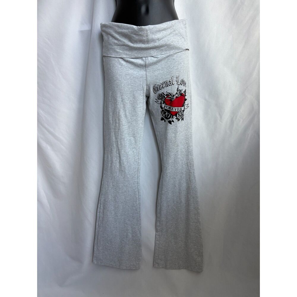 Urban Weekend Foldover Grey Cotton Y2K Eternal Love Bootcut Flare Pants Size M